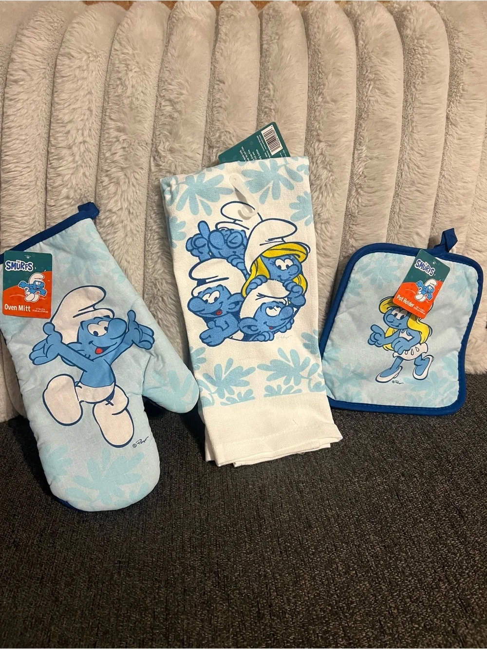 Smurfs Blue Oven Mitt, Pot Holder & Towel Set - Official Character Design